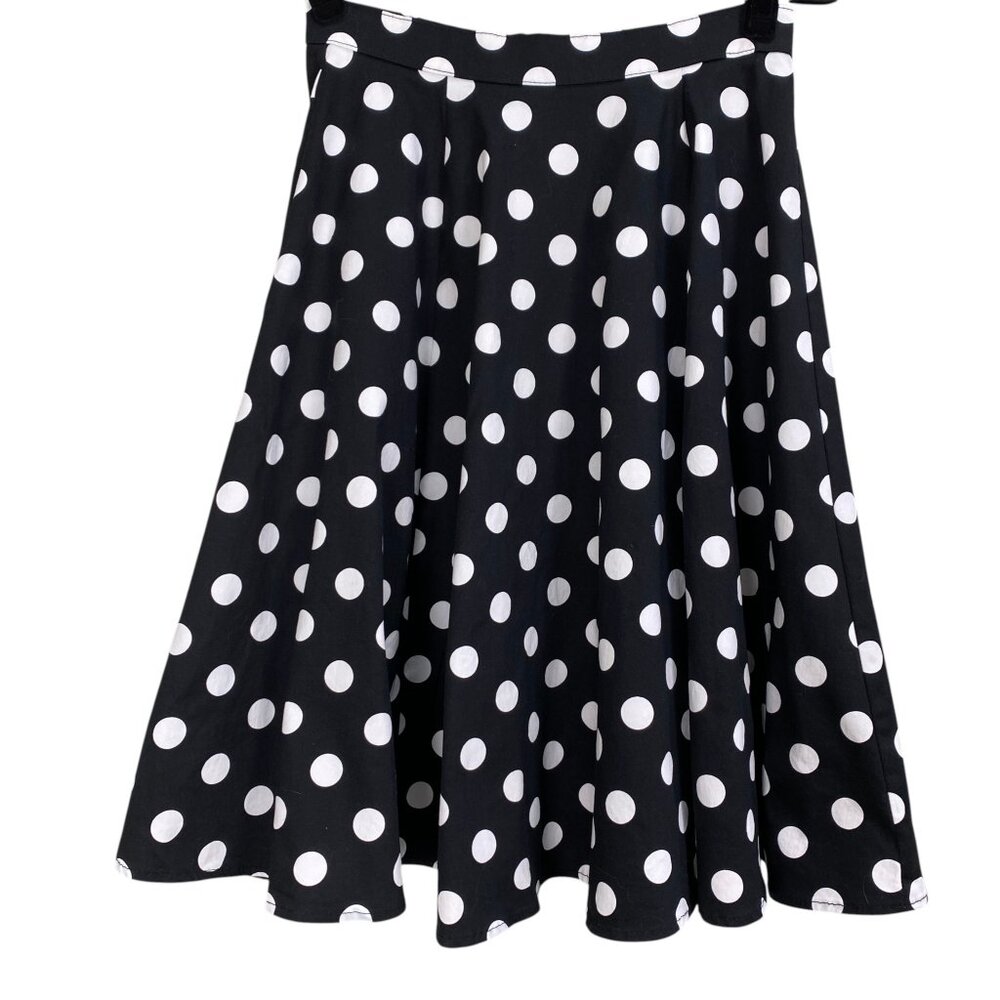 Ixia Retro Polka Dot A-Line Midi Skirt Black White Rockabilly Pin-Up USA Made-S - Picture 4 of 11